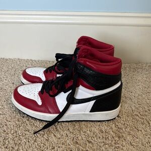 Red and Black High-Top Jordans